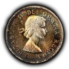 1964 10c Canada Silver Dime 10 Cents Pq Monster Rainbow Pattern Toning Bu- Y7016