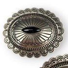 Southwestern Concho Belt Slide Set Of 3 Stamped Nickel Silver Oval Vintage 3    