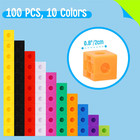 Math Linking Cubes Set 100 Pieces Colorful Counting Blocks Educational Toy