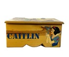 Vintage Handmade Wooden Toy Box Snow White Carved Painted Storage Chest Caitlin
