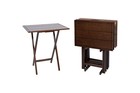 Mainstays 5-piece Farmhouse Xl Oversized Rubberwood Folding Tv Tray  Walnut