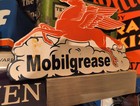 Vintage Large Mobil Gasoline Sign - Pegasus Porcelain Motor Oil Gas Pump Sign