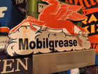 Vintage Mobil Gasoline Sign - Pegasus Porcelain Motor Oil Gas Pump Large Sign