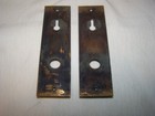 2 Matching Antique Eastlake Cast Bronze Escutcheon Door Knob Back Plate Hardware