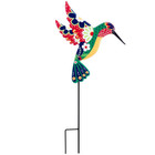 Mexican Talavera Folk Art Colorful Hummingbird Outdoor Metal Garden Stake