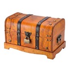 Wooden Treasure Chest With Lock - 12x7x7 Inch Pirate Keepsake Box  Storage Trunk