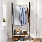 Single Shelf Garment Rack Black Metal With Natural Wood - Brightroom