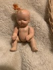 Vintage 2 1 2    Made In Japan Baby Doll Orange Bow   Lined Wicker Crib basket