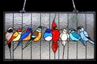 Tiffany Style Stained Glass Window Panel Singing Birds    last One This Price 