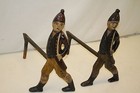 Cast Iron American Revolution Hessian Soldiers Andirons - Antique Fireplace Deco