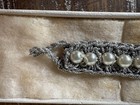 Woven Antique Faux Pearl Victorian Wedding Bracelet Late 1800s Silver Thread