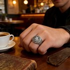 925 Sterling Silver Wolf Head Ring Men s Viking Biker Band