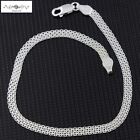Women 925 Sterling Silver Flat Mesh Rope Chain Anklet Foot   Hand Bracelet 9-11 