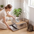 Stainless Steel Litter Box  Xl Sifting Cat Litter Box  Easy Clean