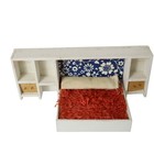 Vintage Lundby Dollhouse Miniature Wooden Bed Set Bedroom Built In Nightstands