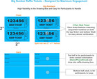 800 Raffle Tickets  50 50 Double Stub  8 Colors