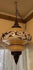 Mid Century Saucer Vintage Antique Hanging Light Swag Lamp