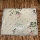Vintage Full Flat Sheet Floral Pink Ruffles  Lace Cottagecore Shabby Chic Nos