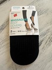 Hanes Massaging Foot Covers With Silicone Heel 2 Pack Black Socks New