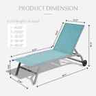 2 Pieces Of Outdoor Metal Chaise Lounge Chair W wheels For Pool   lake Blue   