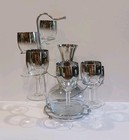 Dorothy Thorpe Silver Fade Wine Glasses  Spiral Caddy   Decanter Set Mid Century