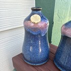 Studio Art Pottery Salt   Pepper Shaker Set Hobbiest Blue   Pink Glazed Signed