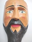 Handcrafted Wooden Mask Made In Mexico Black Hair   Beard Folk Art Decor Read