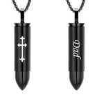 Oinsi Double-side Engraving Cross  mom dad son Keepsake Jewelry -black Bullet   