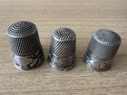 3 Vintage Sterling Silver Thimble Size 8 10 12  Sewing Finger Covers Monogram