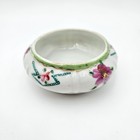 Vtg Porcelain Vanity Purple Flowers Hand Painted Hair Receiver Dish Japan No Lid