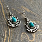 Solid 925 Sterling Silver Handmade Earrings Natural Turquoise Gift Jewelry