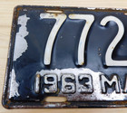 Vintage 1963 Massachusetts Motorcycle License Plate Tag  7721