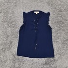 Michael Kors Women s Size S Blouse Top Sleeveless Blue Solid Polyester V-neck Re
