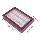 24 Slot Walnut Wooden Watch Display Case Glass Top Jewelry Box Collector Gift