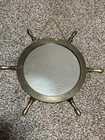 Vintage Brass Ship Wheel Wall Mirror 18    Maritime Nautical Boat Helm