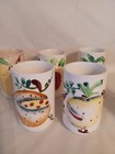 Lot Of 6 1970 Majolica Porcelain Napco Ware Raised Fruit Juice Glasses