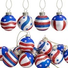 Americana 12pcs Memorial Day Glass Ornaments  1 57 Inch Independence Day 