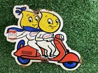 Vintage Esso Porcelain Sign Vespa Scooter Kids Gas Station Motor Oil Service