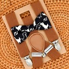 Dinosaur Bow Tie   Terracotta Suspenders Set Small Black And White Dinosaurs