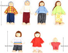 Wooden Doll House People Of 7 Miniature Figures And 2 Pets  Dollhouse Dolls Fami