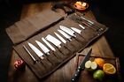 Chef   s Knife Roll Bag     Made Of Waxed Canvas And Genuine Top Grain Leather