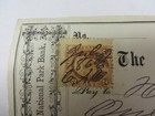 Antique 1866 Cancelled Check New York National Park Bank Vtg W  Revenue Stamp