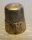 Antique Stern Bros Thimble Sterling Silver Wide Gold Paneled Band Crisp Pattern