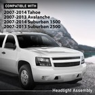 Led Headlights Black clear Fit Chevy Tahoe Sub1500 07-14 Avalanche Sub2500 07-13