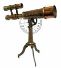 10   Nautical Antique Solid Brass Telescope Double Barrel With Tripod Stand