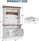 72   Tall Farmhouse Coffee Bar Table Cabinet With Led Lights  3 Doors   Drawers