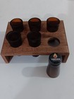 Torched Products Beer Top Shot Glass Set  6 Bottle Neck Glasses With Wood Stand