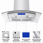 900cfm Island Range Hood 30 Inch Sliver black Tempered Glass W leds 3-speed New