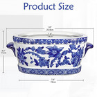 Blue And White Ceramic Planter Pot     Vintage Floral Oval Cachepot Vase For Indoo
