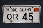 1966 Rhode Island License Plate   Or 45